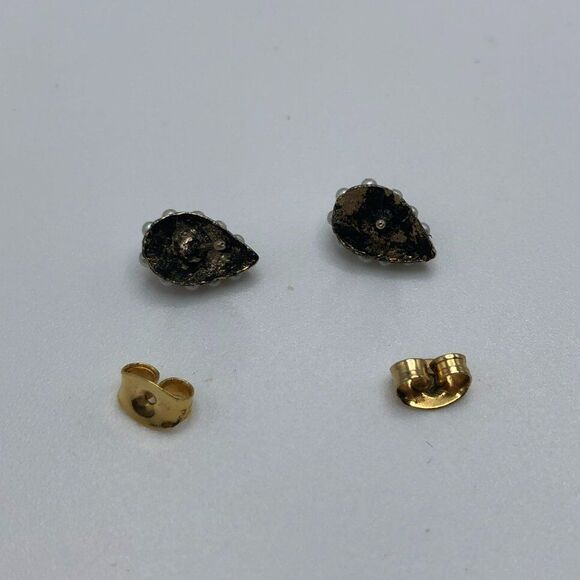 Vintage Pear Cut Amethyst Rhinestone Earrings w Seed Pearl Halo Original Box - Picture 5 of 5